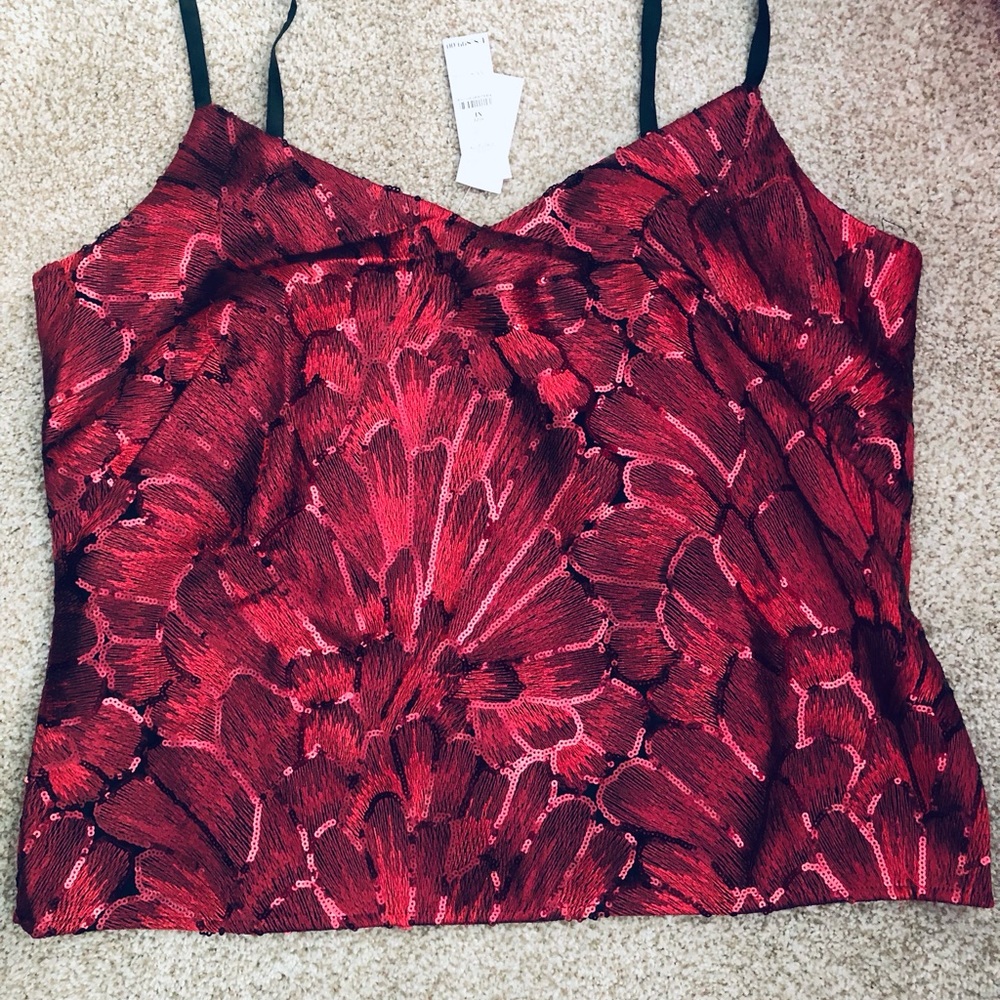 Beautiful sequined brilliant red camisole.
